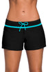 Sexy Blue Trim Black Women Swim Boardshort
